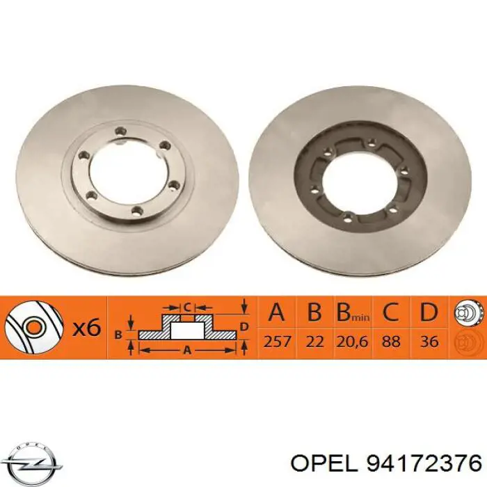 94172376 Opel disco de freno delantero