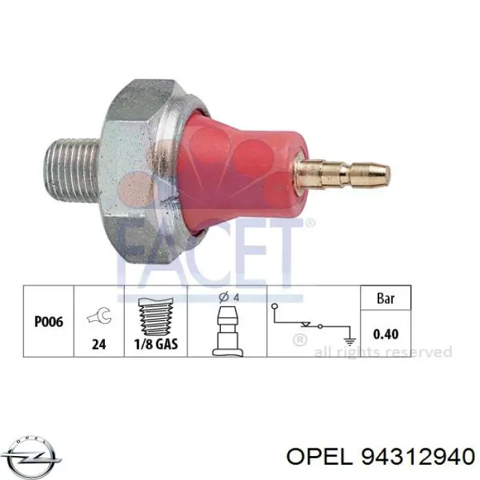 94312940 Opel sensor de presión de aceite