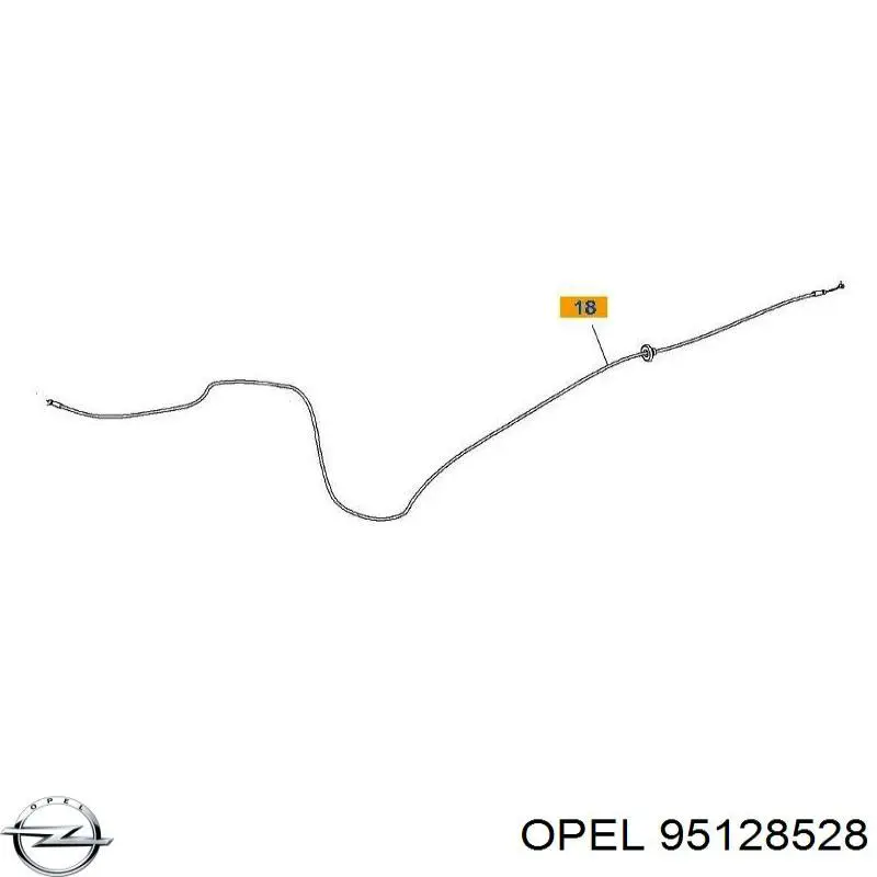 95128528 Opel cable de capó del motor