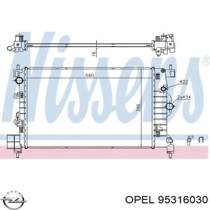 95316030 Opel radiador