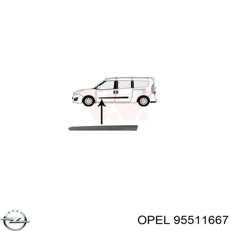 95511667 Opel moldura de la puerta delantera izquierda