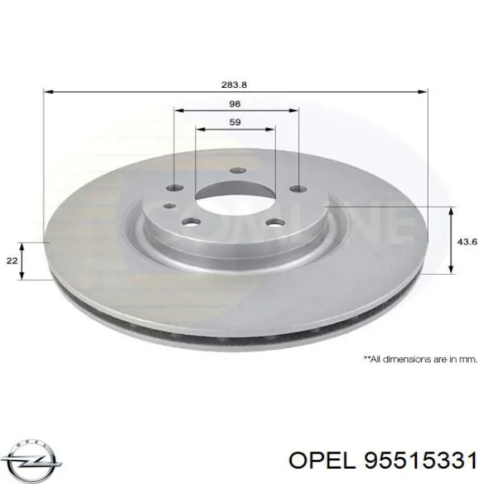 95515331 Opel disco de freno delantero