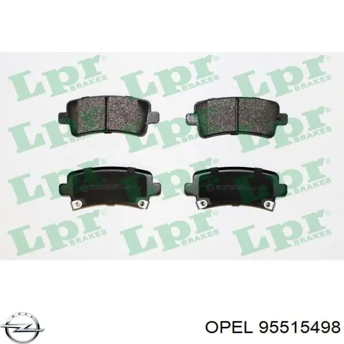 Pastillas de freno traseras 95515498 Opel