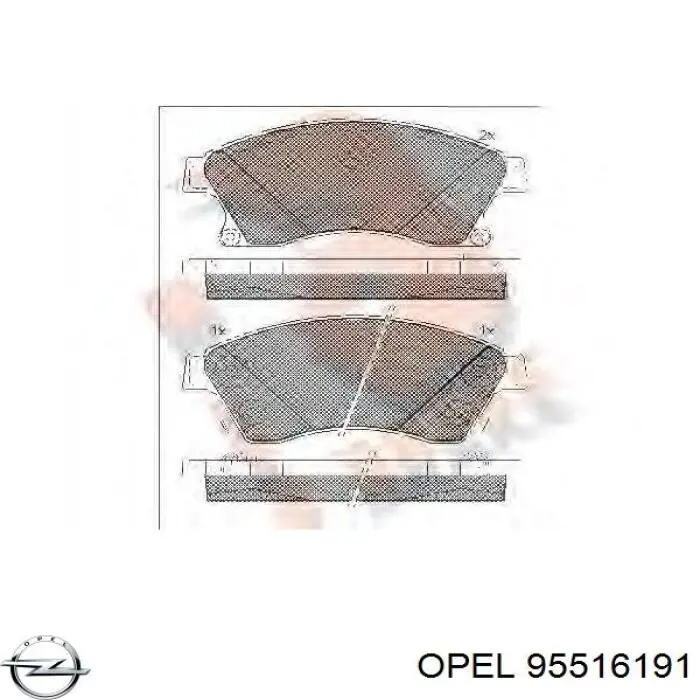 Pastillas de freno 95516191 Opel