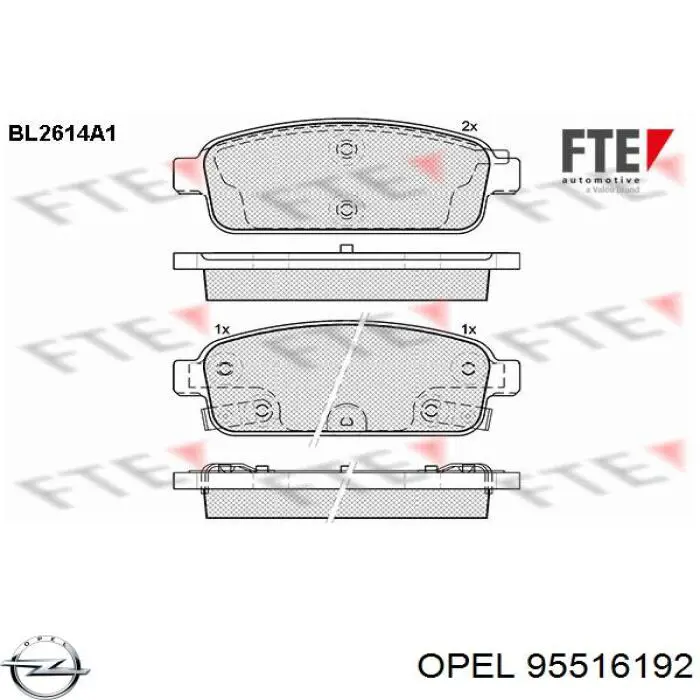 Comprar 95516192 Opel Pastillas de freno traseras