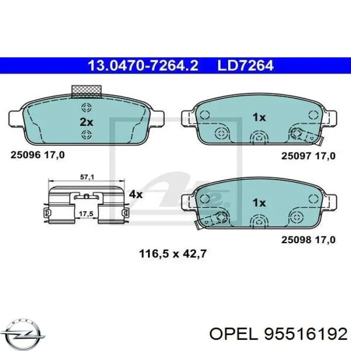 Pastillas traseras de freno Opel 95516192 precio, desde 25,05 EUR