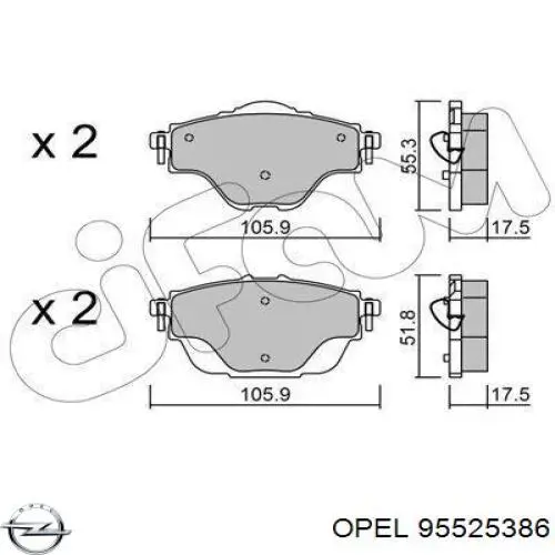 95525386 Opel pastillas de freno traseras