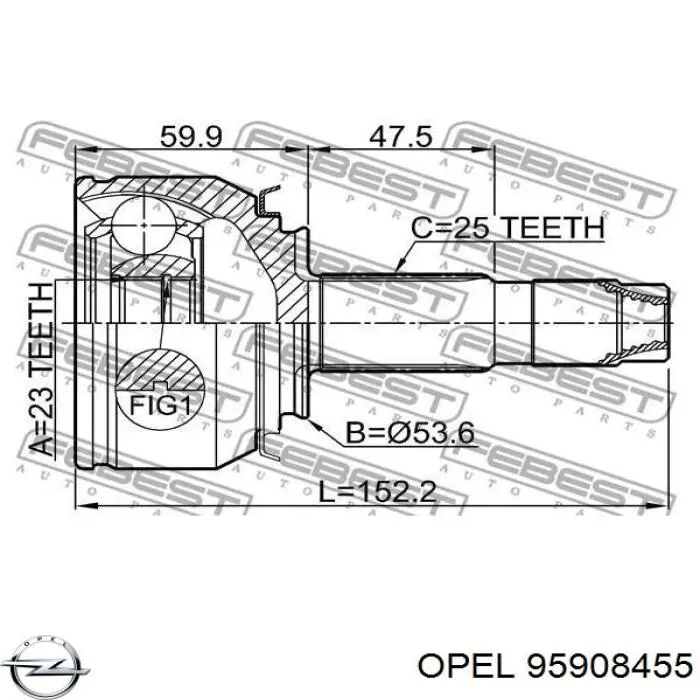 95908455 Opel junta homocinética exterior delantera