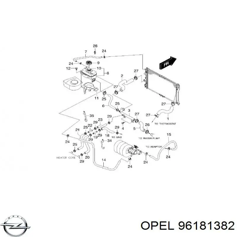 96181382 Opel vaso de expansión