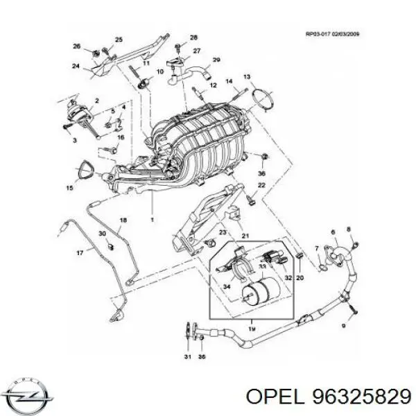 96325829 Opel junta de válvula agr