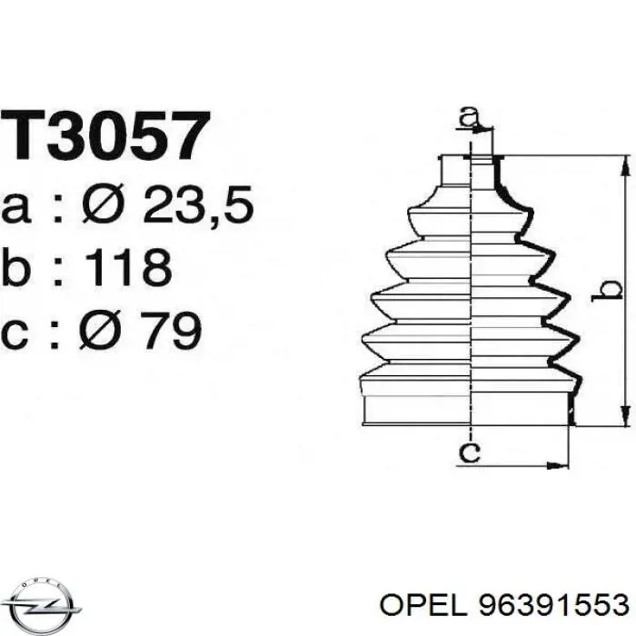 96391553 Opel fuelle, árbol de transmisión delantero exterior
