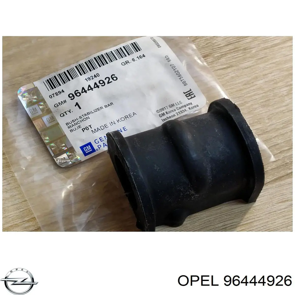 Buje de barra estabilizadora delantera 96444926 Opel