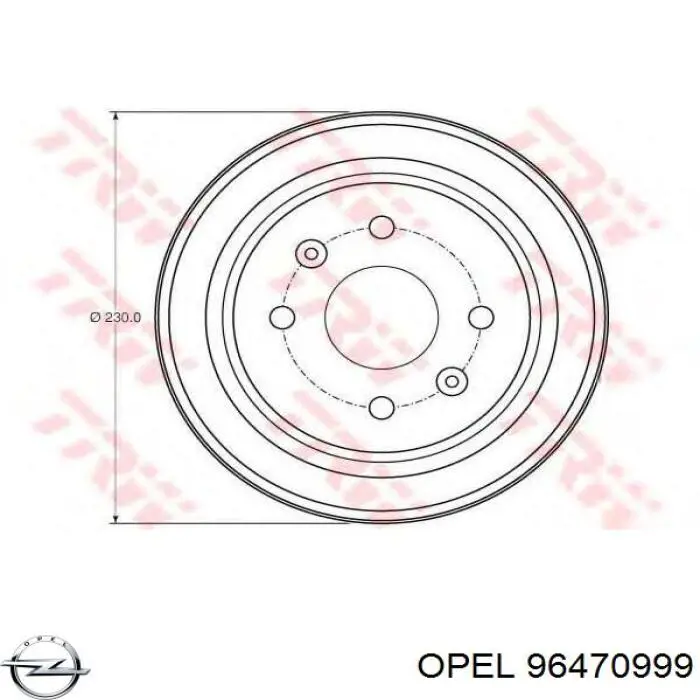 96470999 Opel Tambor de freno trasero