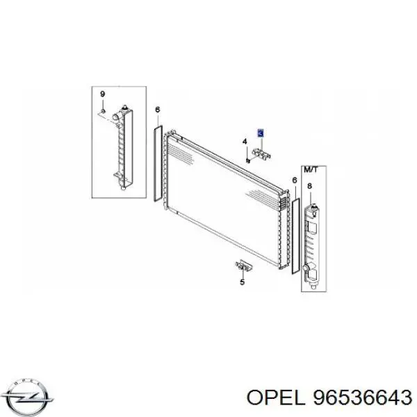 96536643 Opel soporte del radiador inferior