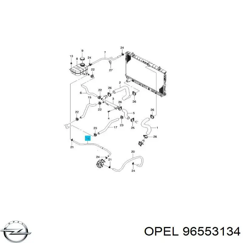 96553134 Opel acelerador de calentamiento de manguera (tubo)