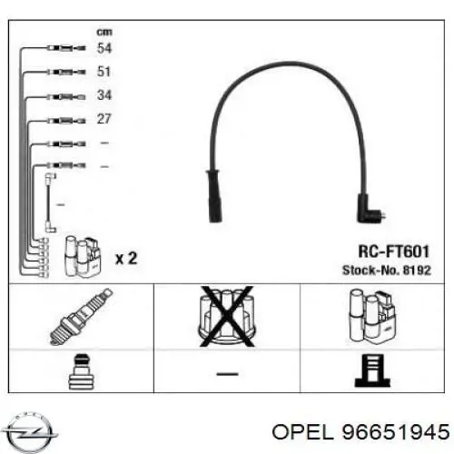 96651945 Opel juego de cables de encendido