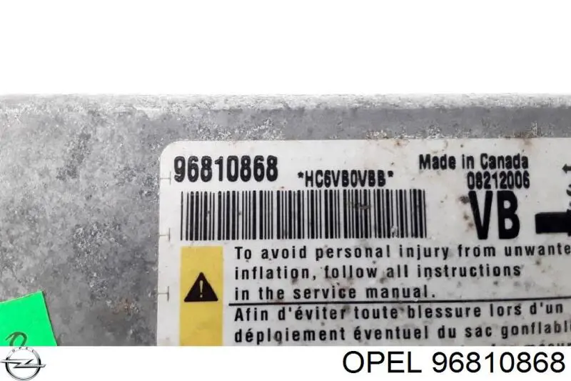 Módulo de control de airbag Opel 96810868 precio, desde 66,79 EUR