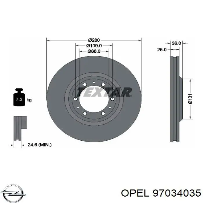 97034035 Opel disco de freno delantero