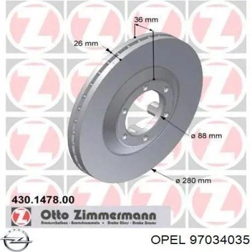 Comprar 97034035 Opel Freno de disco delantero