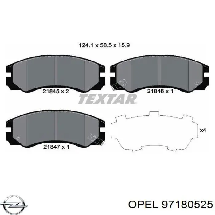 97180525 Opel pastillas de freno delanteras