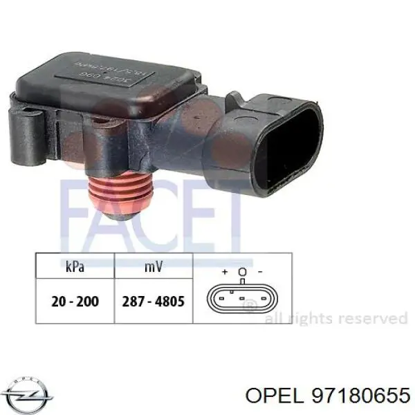 97180655 Opel sensor de presion del colector de admision