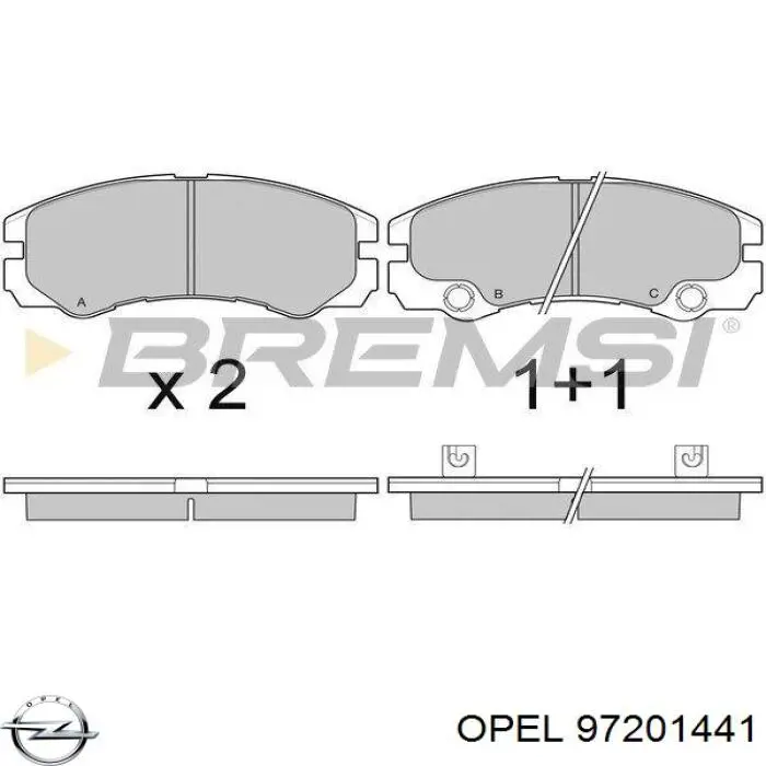 Pastillas de freno 97201441 Opel