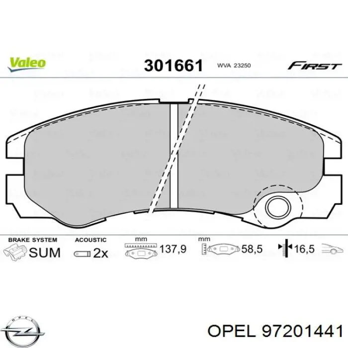 Pastillas freno delanteras Opel 97201441 precio, desde 33,50 EUR