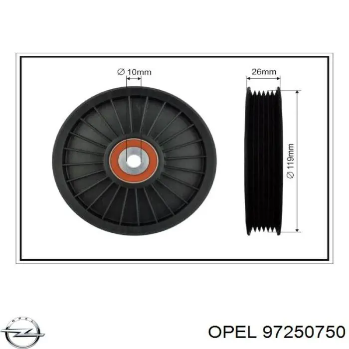 97250750 Opel polea inversión / guía, correa poli v