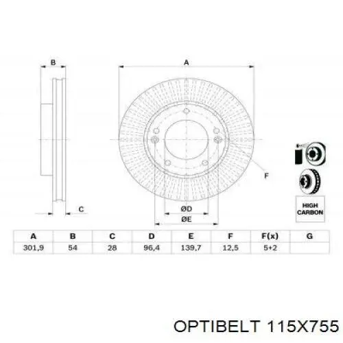 115X755 Optibelt correa trapezoidal