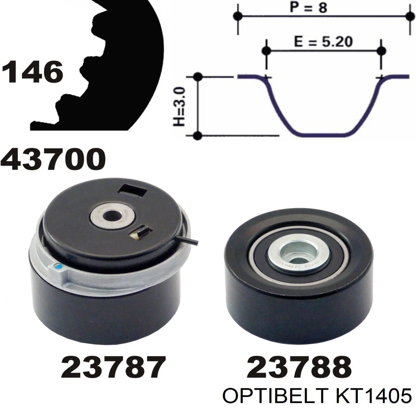 KT1405 Optibelt kit correa de distribución