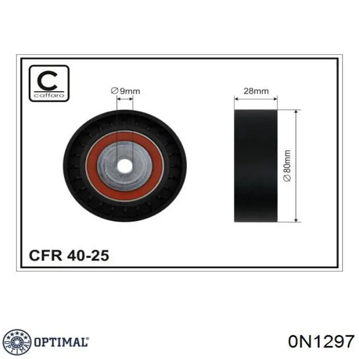 0-N1297 Optimal polea inversión / guía, correa poli v