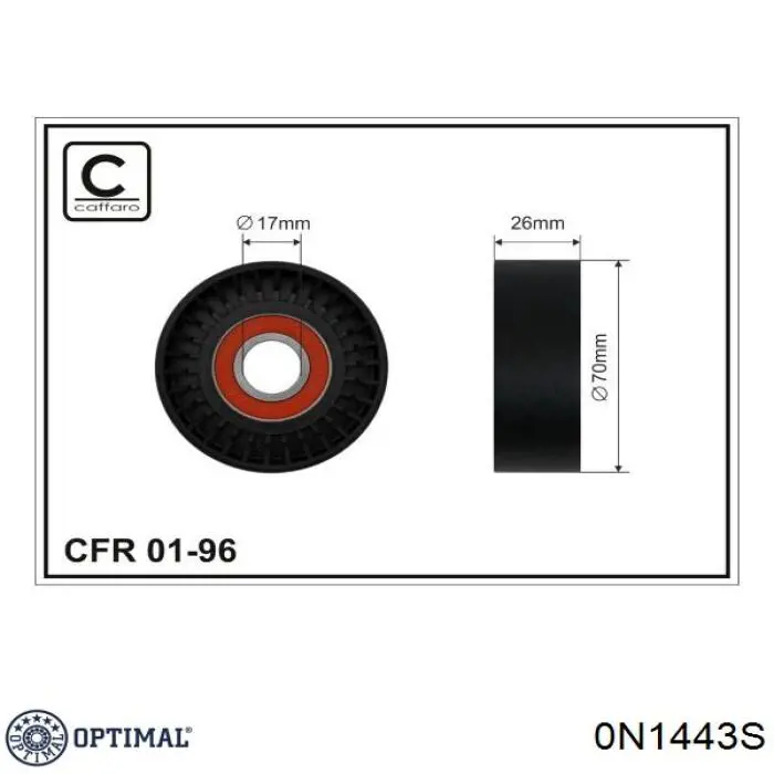 0-N1443S Optimal rodillo, correa trapecial poli v