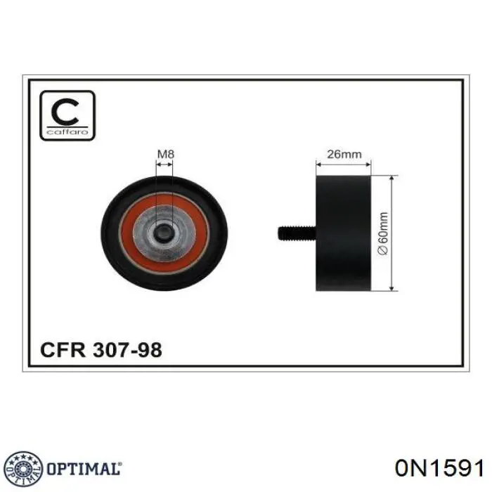 0N1591 Optimal rodillo, correa trapecial poli v