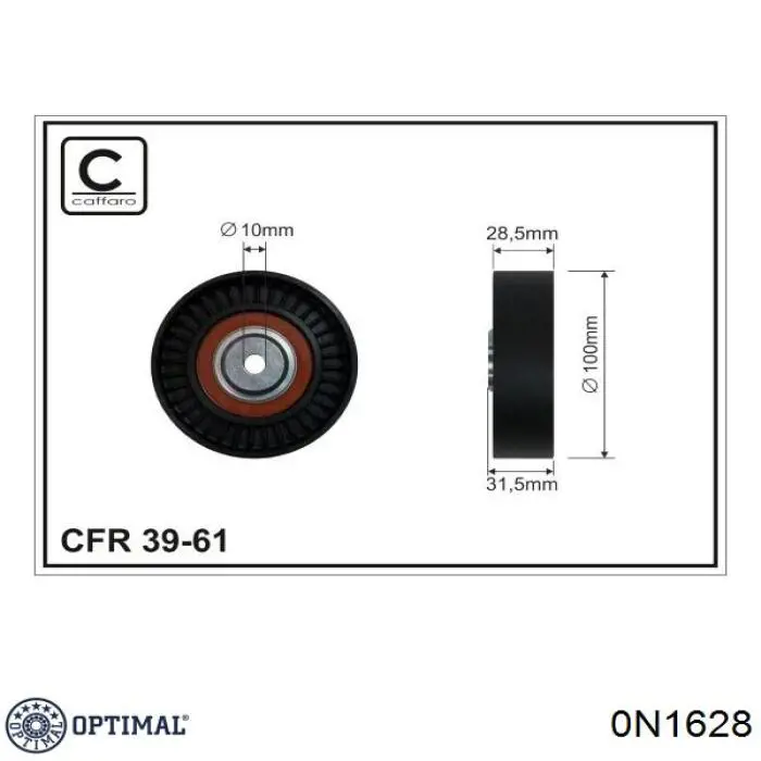 0-N1628 Optimal polea inversión / guía, correa poli v