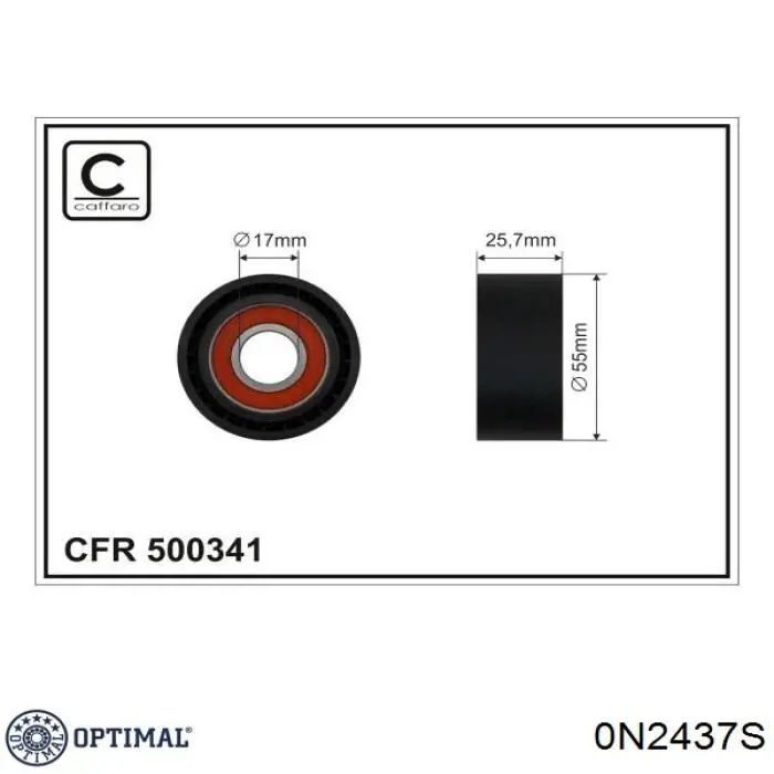 0N2437S Optimal rodillo, correa trapecial poli v