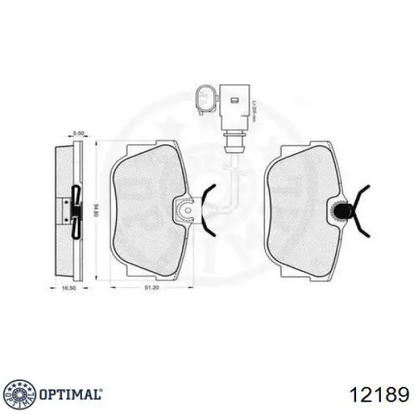 12189 Optimal pastillas de freno traseras