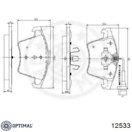 12533 Optimal pastillas de freno delanteras