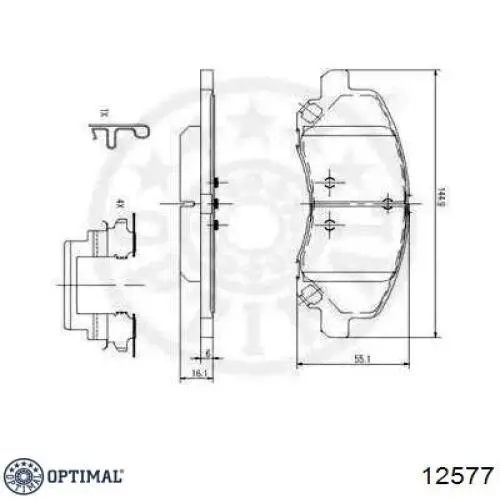 12577 Optimal pastillas de freno delanteras