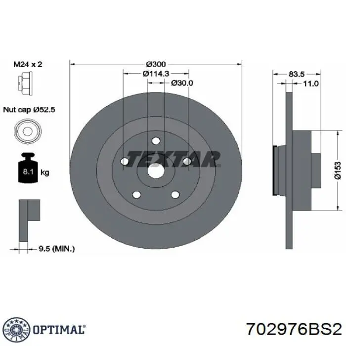 702976BS2 Optimal disco de freno trasero