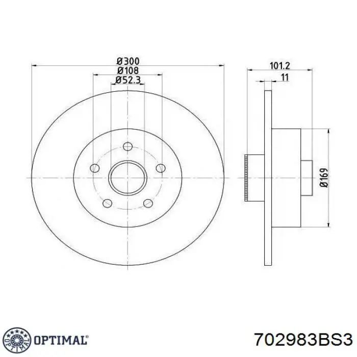 702983BS3 Optimal disco de freno trasero