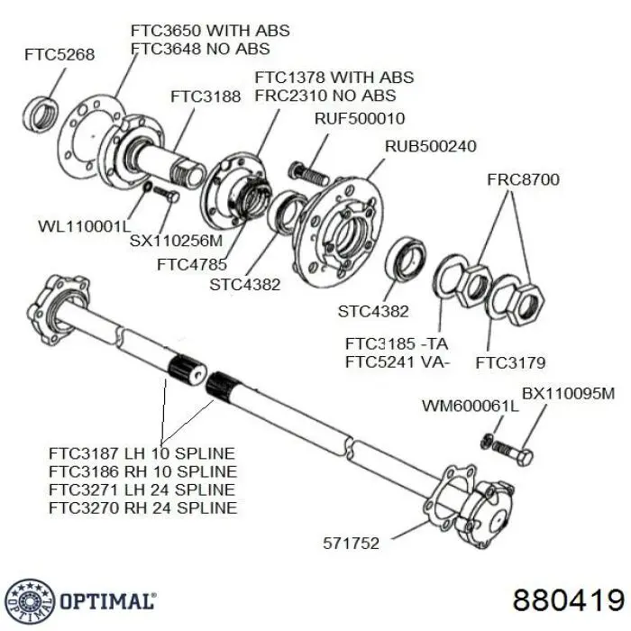 880419 Optimal cojinete de rueda delantero/trasero