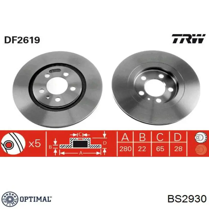 BS2930 Optimal freno de disco delantero