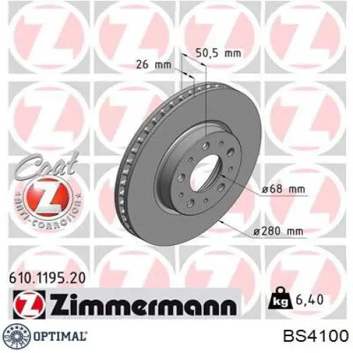 BS-4100 Optimal freno de disco delantero