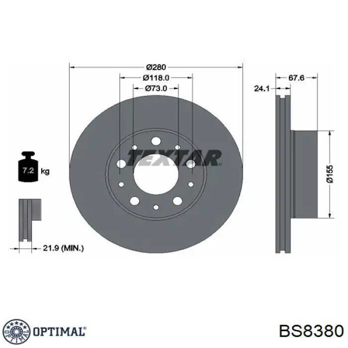 BS8380 Optimal freno de disco delantero