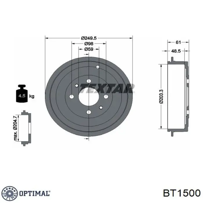 BT1500 Optimal freno de tambor trasero