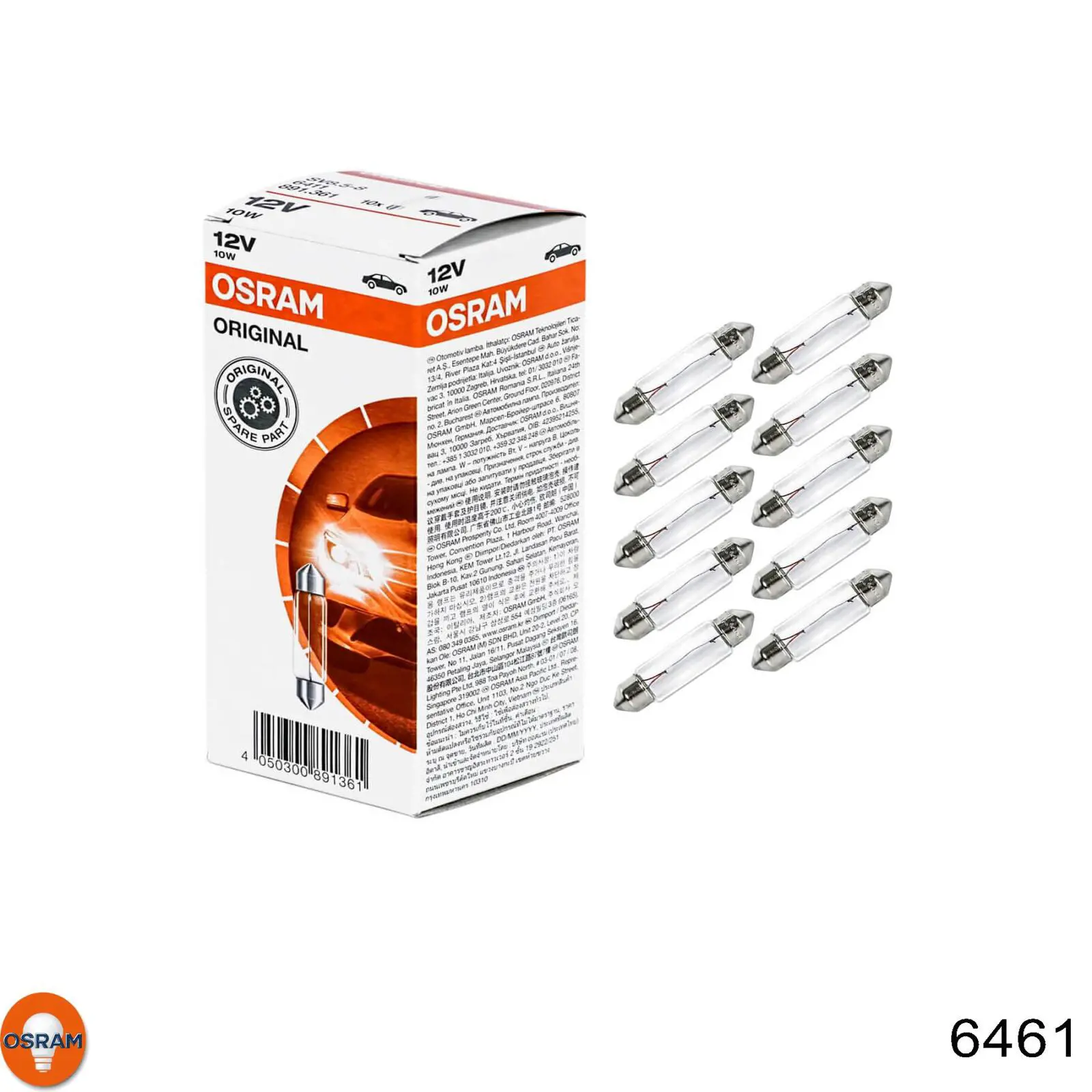 Lámpara de luz interior de cabina 6461 Osram
