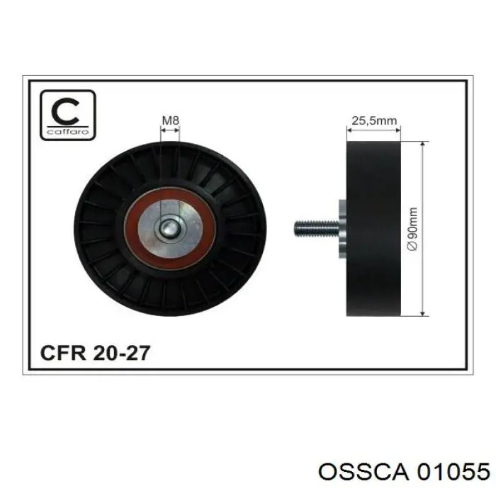 01055 Ossca polea inversión / guía, correa poli v