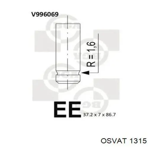 1315 Osvat válvula de admisión