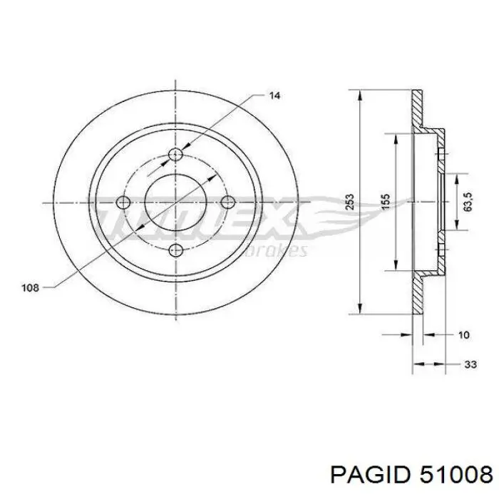 Disco de freno trasero Ford Sierra 1 GBC