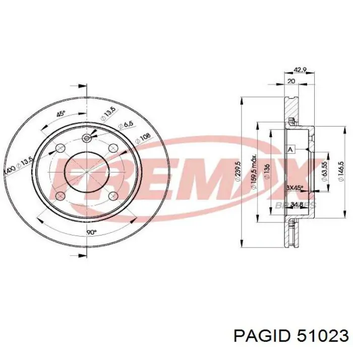 Freno de disco delantero Ford Escort 4 GAF, AWF, ABFT